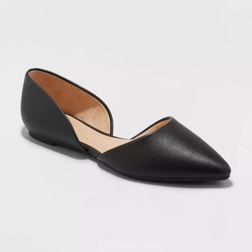 Women's Julie Ballet Flats with Memory Foam Insole - A New Day - Black 8